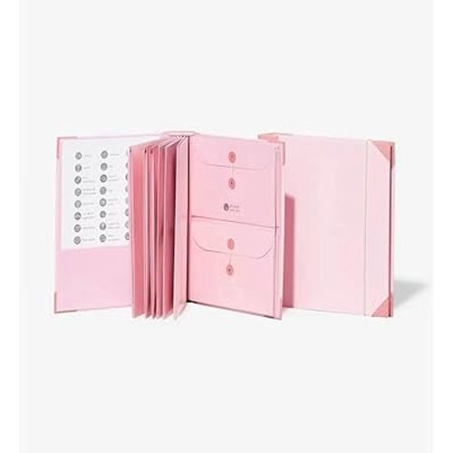 Binding Extension, Binder Family Emergency Binder, for Important documents, Birth certificates, Social Security Cards, passports, Photos, Letters (Pink)