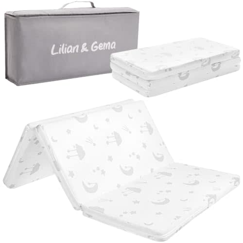 Pack and Play Mattress 38"x26"x1.5", Portable Crib Mattresses | Waterproof cover, breathable foam, tri-fold with carry bag; fits 38"x26" playards