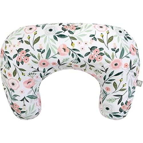 Boppy Nursing Pillow - Ergonomic Bottle & Breastfeeding Pillow with High, Firm, Large Area, Water-Repellent Cushion with Washable Cover; Baby Safety Alliance Verified - Pink Garden Flowers