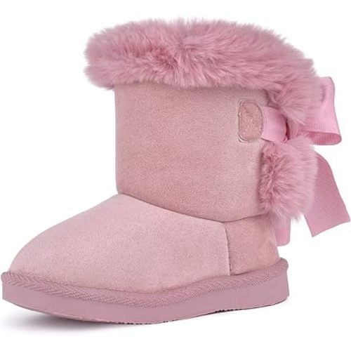 FANTURE Toddler Winter Snow Boots with Zipper,Suede Upper | Warm Faux Fur Lined,Non Slip Flexible TPR Sole,Lightweight Daily Wear,Easy On/Off for Girls Boys,Suitable for Indoor Outdoor