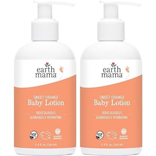 Earth Mama Sweet Orange Baby Lotion | Moisturizing Body Lotion for Dry Skin, Newborn Baby Lotion Sensitive Skin Care, Face Lotion for Babies & Kids with Shea Butter, Calendula & Aloe, 8 Fl Oz (2-Pack)
