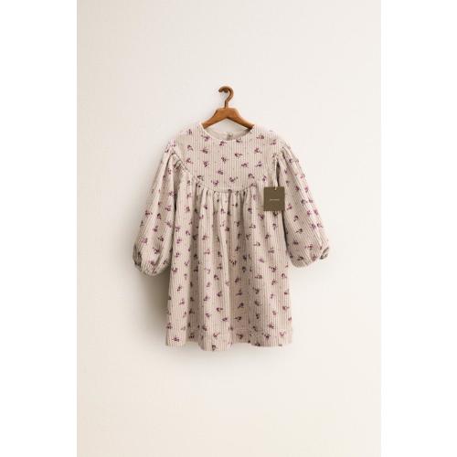 ZARA TIMELESS - FLORAL CORDUROY DRESS - Stone | ZARA United States