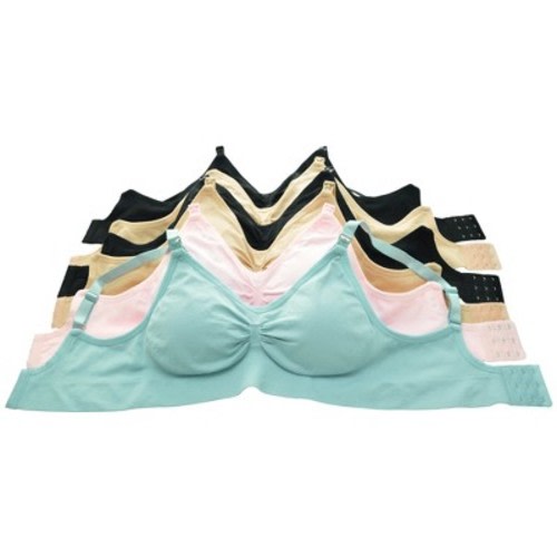 Angelina Womens Seamless Nursing Bras with Ruched Cups - Large/X Large Assorted