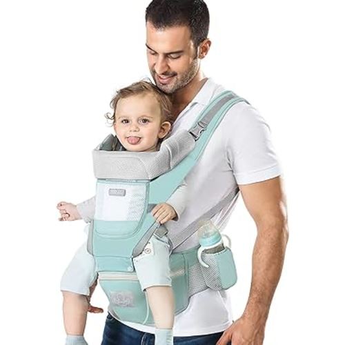 Baby Carrier Ergonomic Infant Carrier with Hip Seat Kangaroo Bag Soft Baby Carrier Newborn to Toddler 7-45lbs Front and Back Baby Holder Carrier for Men/Women Dad Mom