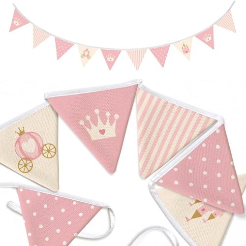 QSWSLHK Pink Princess Nursery Decor Banner Garland Flags for Baby Girl Room