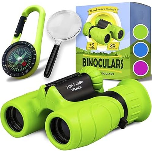 Binoculars for Kids – Perfect Toy for Little Boys and Girls – Extensive Set Incl. Magnifying Glass & Compass – Powerful Magnification 8X21 – 3 to 12 Year Old Kids for Toddler