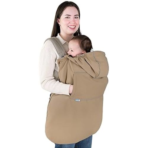 JAN & JUL Waterproof Baby Carrier Cover for Rain, Universal Fit for Car Seats and Strollers (Soft Brown)