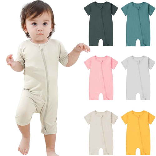 THDHVS Newborn Sleepers,Solid Color Bamboo Short Sleeve Romper for Baby Summer Wear Breathable Comfortable and Everyday Play,Toddler Girl Clothes 0-3 Months