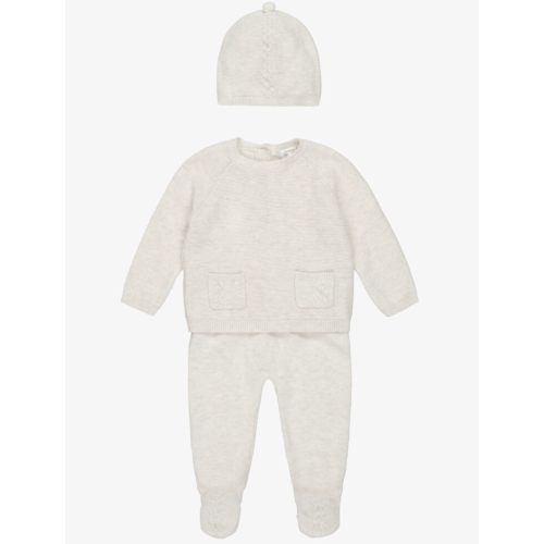 Mayoral Newborn - Ivory Cotton Knit Babygrow Set | Childrensalon
