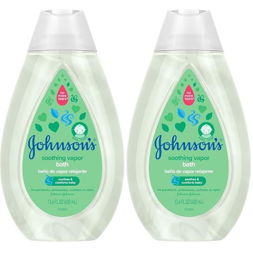Johnson's Baby Vapor Bath with Soothing Aromas to Relax Babies, Tear-Free & Hypoallergenic Liquid Baby Bath Formula, No Parabens, Sulfates, Dyes, or Phthalates, 13.6 fl. oz (Pack of 2)