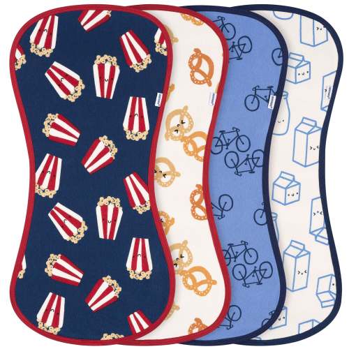 4-Pack Baby Boys Popcorn Burp Cloths