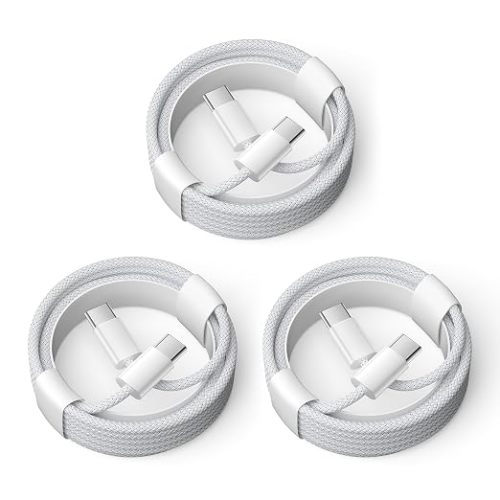 USB C to USB C Cable for iPhone 17 Air, 60W 2M Long Woven Type C Cable Fast Charging for 𝐀𝐩𝐩𝐥𝐞 iPhone Air/17/16/15 Pro Max/16e Charging Cable, iPad, MacBook, Galaxy S25/S24/Pixel 10 [3 Packs]