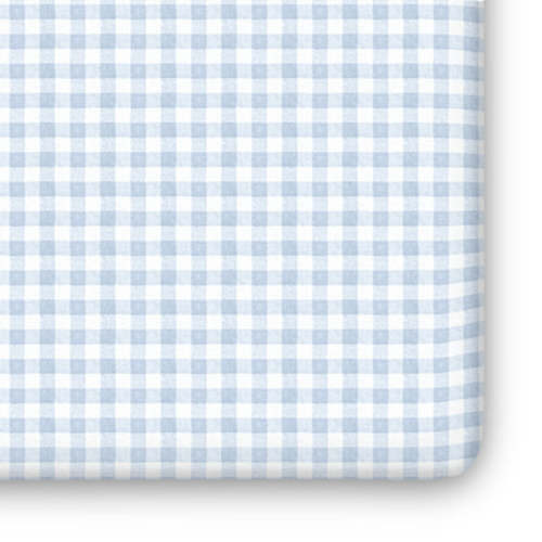Gingham Organic Jersey Cotton Crib Sheet and Changing Pad Cover Set