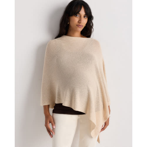 Lightweight Cotton Cashmere Nursing Shawl in Heather Oatmeal