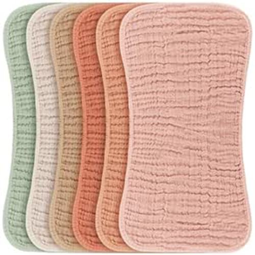 Konssy Muslin Baby Burp Cloths Sets for Unisex- 6 Pack Large 100% Cotton Burping Clothes for Newborn, Baby Girls and Boys