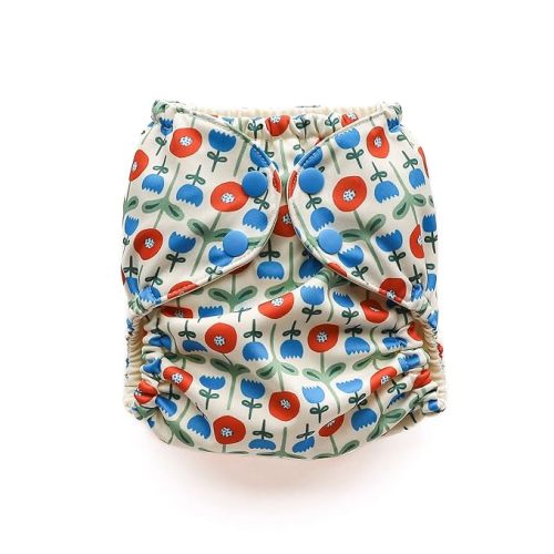 Esembly Cloth Diaper Cover, Poppies, Size 1 (7-17lbs) | Reusable, Waterproof, Breathable and Adjustable Outer Layer Over Absorbent Inner, Blowout Protection and Reusbale Swim Diaper