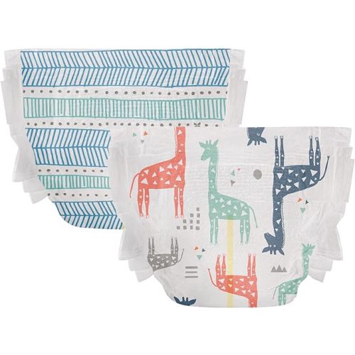 The Honest Company Clean Conscious Diapers | Plant-Based, Sustainable | Dots & Dashes + Multi-Colored Giraffes | Club Box, Size 1 (8-14 lbs), 78 Count