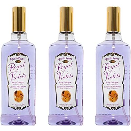 Royal Violets Baby Cologne. Clean, Mild and Long Lasting Fragrance. With Aloe Vera. 7.6 Fl Oz / 225 ml. Pack of 3