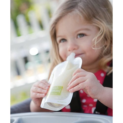 Infantino Disposable Squeeze Pouches, 4 oz. Pouches for Portable Homemade Semi-Solid Food for Babies and Toddlers, 50-Pack
