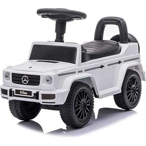Best Ride On Cars Kids Outdoor Stroller Mercedes G-Wagon Push Car with Working Lights, Horn, and Music for Ages 1 to 3 years, White