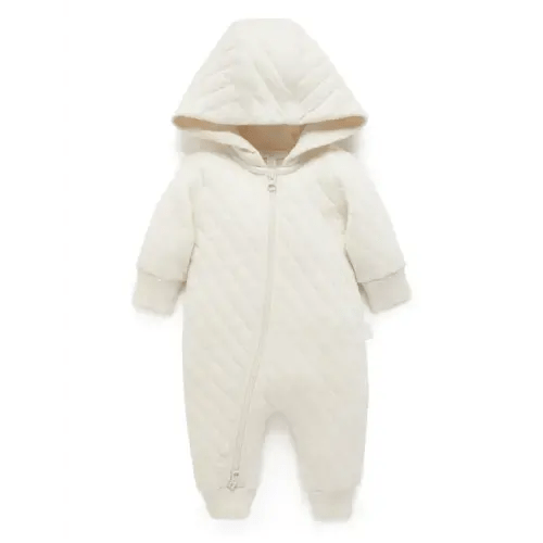 Purebaby Quilted Growsuit - Wheat Melange | Baby Bunting AU