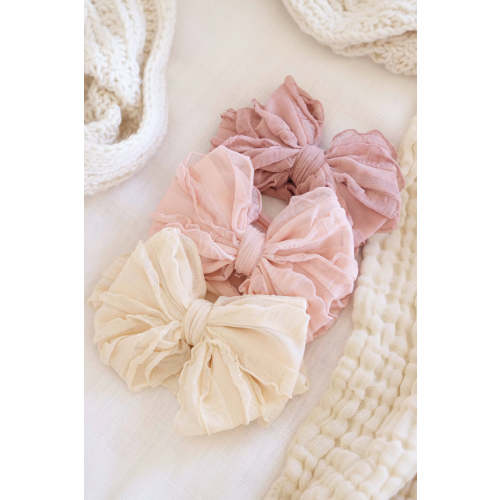 Large Ruffle Knit Bow | Lotus Color