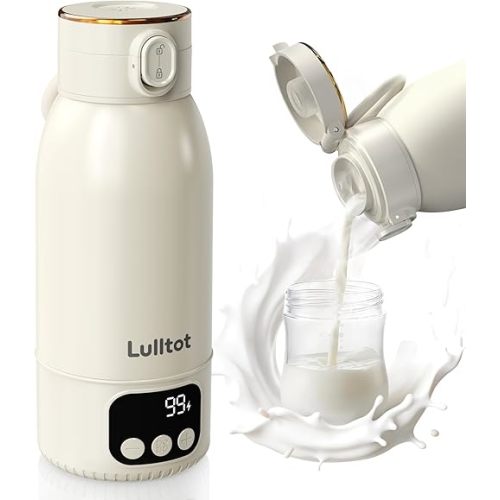 Portable Bottle Warmer for Travel Fast Baby Milk Warmer On-the-Go Breastmilk Warmer for Formula & Water, Newborn Essential Gift, 316L Stainless Steel Long Battery Life 17oz Large Capacity
