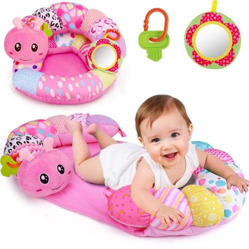 2 in 1 Baby Tummy Time Mat & Support Seated Pillow Infant Newborn Toys 0 1 2 ...