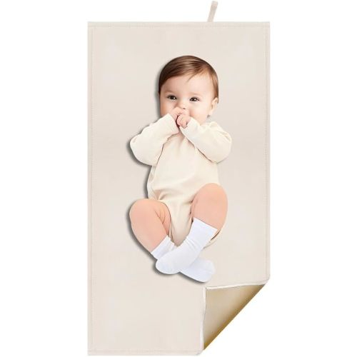 Beige Diaper Changing Mat for Baby, Portable Changing Pad