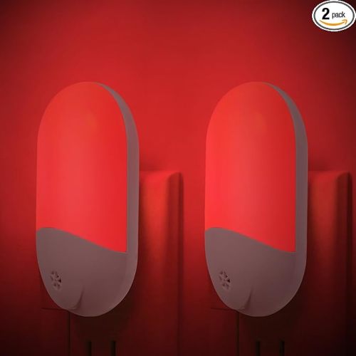 670nm Red Light Night Light for Sleep Therapy[2 Pack] - Zero Blue Light, with Dusk to Dawn Sensor Auto On/Off LED Red Night Light Plug into Wall for Nursery Bedroom Bathroom