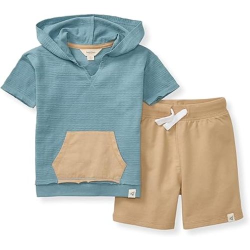 Burt's Bees Baby baby-boys Shirt and Shorts Set, Top & Bottom Outfit Bundle, 100% Organic Cotton