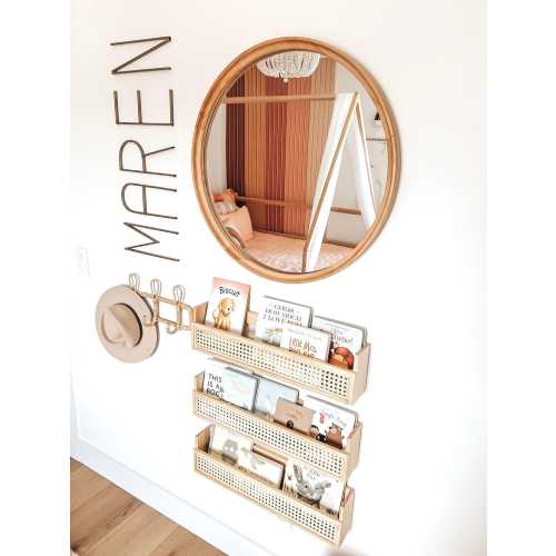 Nursery Bookshelf (1), Rattan Wall Shelves, Boho Nursery Decor