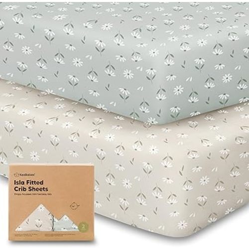 2-Pack Crib Sheets for Boys, Girls - Viscose Derived from Bamboo Fitted Crib Sheet, Baby Crib Sheets Neutral, Crib Mattress Sheet, Toddler Bed Sheets, Baby Sheets for Crib Fitted Sheets (Daisies)
