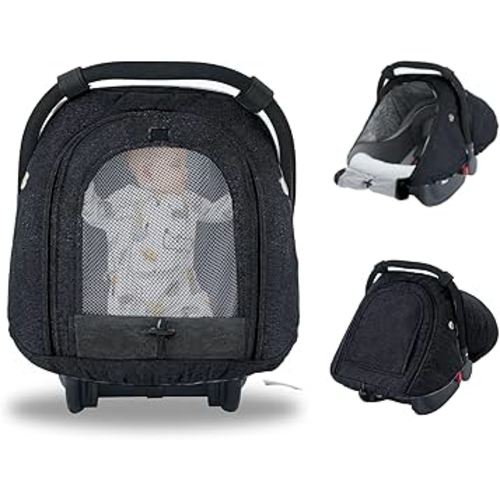 Fairy Baby Winter Car Seat Cover for Baby Carseat with Mesh Window(Black),Infant Warm&Cozy Car seat Covers Baby for Travel, Waterproof CarSeat Cover for Babies.