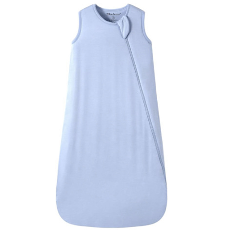 Mosebears Unisex Baby Sleep Sack 1.0 TOG, Supersoft Rayon Made from Bamboo Wearable Blanket with 2-Way Zipper (Fog Blue,0-6 Months)