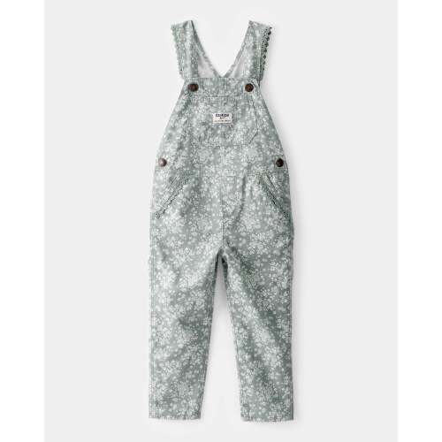Toddler Lightweight Floral Print Canvas Overalls - Green - OshKosh | Carter's