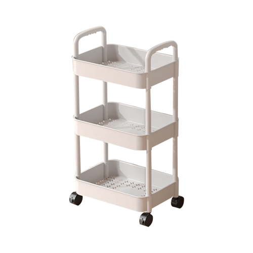 KALPHOZEN 3-Tier Rolling Storage Cart, Mobile Utility Cart with Wheels, Plastic Organizer for Kitchen & Office, Multi-Purpose Trolley for Bathroom & Living Room (White)
