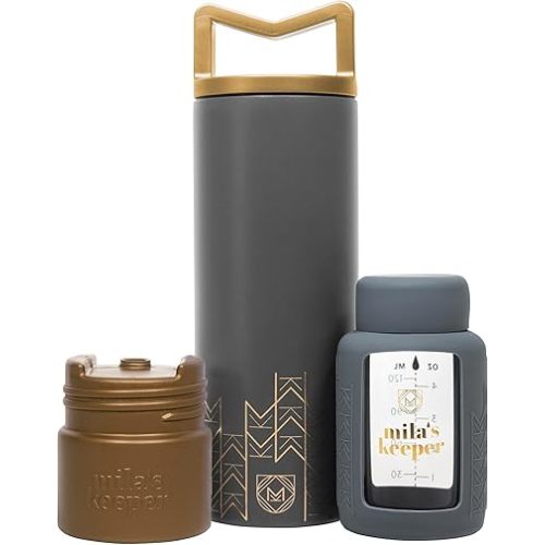 Mila's Keeper Portable Insulated Breast Milk Cooler Set | 20 Hr Storage | Cooler, Breast Milk Storage Bottle & Ice Pack for Travel | Fits Leading Pumps | Wide Neck Starry Night