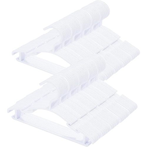 100 Pack White Baby Nursery Closet Hangers, Non-Slip Laundry Infant Pant Hanger for Newborn Clothes Gift, Ultra-Thin Plastic Hanger for Girl Boy Toddler Kid