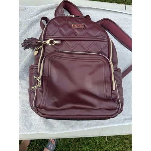 Itzy Ritzy Quilted Burgundy Backpack withGold Hardware Boss Plus Large Diaperbag