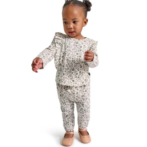 Modern Moments by Gerber Baby Girl Pant Set with Ruffle Detail, 2-Piece, Sizes 0/3 Months - 24 Months