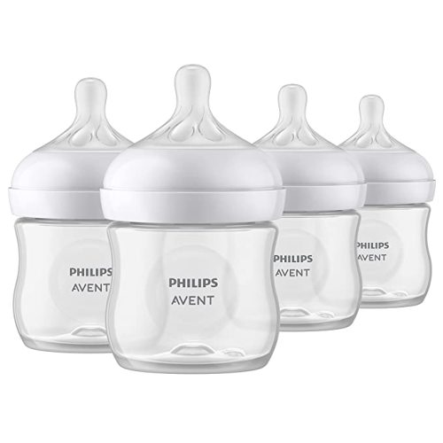 Philips AVENT Natural Baby Bottle with Natural Response Nipple, Clear, 4oz, 4pk, SCY900/04 - 4 Pack