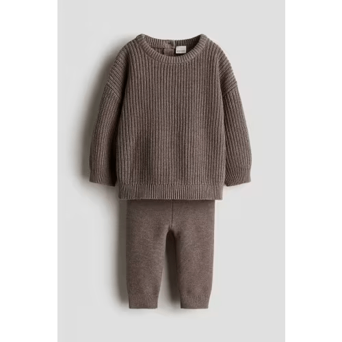 6-9M 2-piece Cotton Knit Set - Light brown - Kids | H&M US
