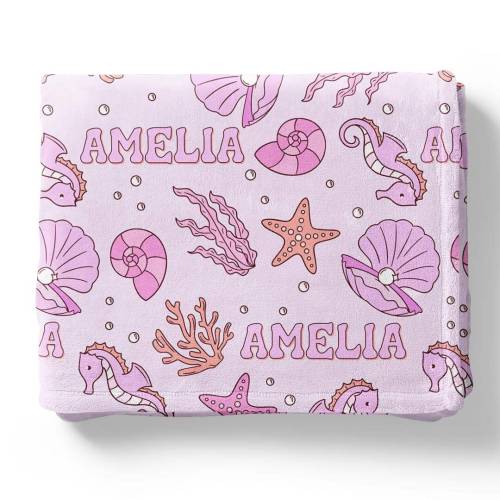 Tiny Tides Personalized Kids Blanket | Pink