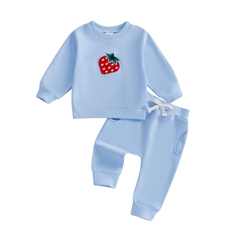 Amnnchya Toddler Clothes for Baby Girls Cute Strawberry Long Sleeve Sweatshirt Pants Girls Warm Fall Winter Outfits Set