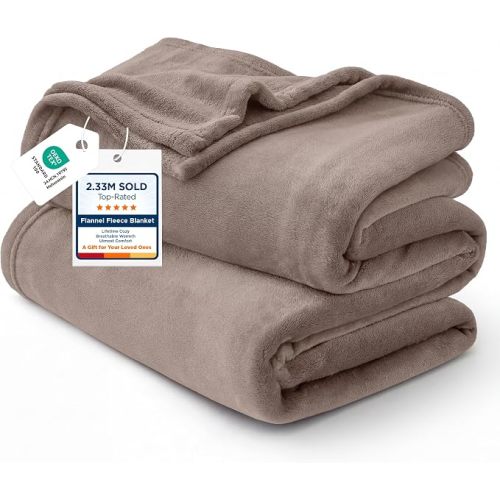 Bedsure GentleSoft Fleece Blankets Twin Size Mocha Brown - 300GSM Lightweight Plush Fuzzy Cozy Soft Blanket for Bed, Sofa, Couch, Travel, Camping, 60x80 inches