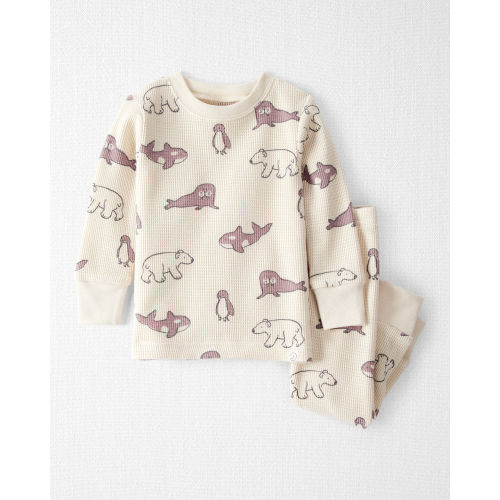 Baby Waffle Knit Pajamas Made with Organic Cotton in Artic Friends Print - Little Planet | Carter's - Size 9m