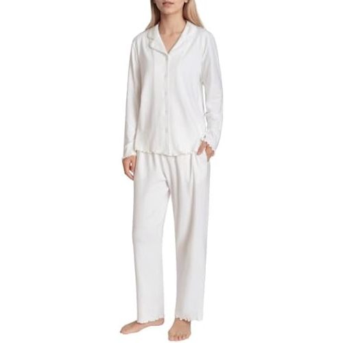 Women's Petite Pajama Set Cotton Pointelle Button Down Pjs