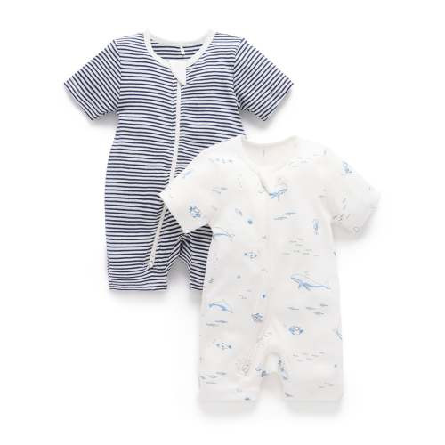 Nautical 2 Pack Short Zip Growsuit