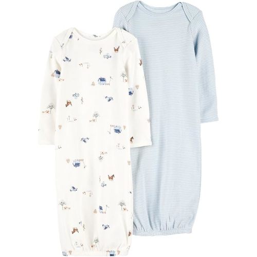Carter's Baby Boys Sleeper Gowns, Blue/Ivory